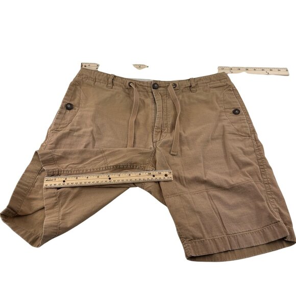 J. Crew Mens Khaki Cotton Drawstring Cargo Shorts Size 35 - Picture 3 of 5